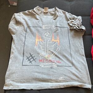 Vintage bbdr oversized ripped Gray Skeleton Graphic Tee